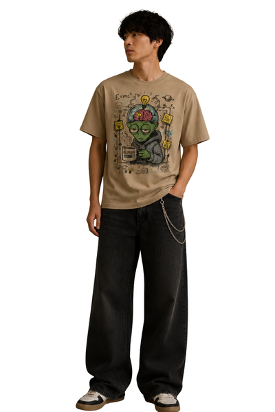 Brain Loading | Men's Beige T-shirt | Cartoon