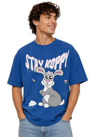 Stay Happy | Men's SkyBlue T-shirt | Cartoon