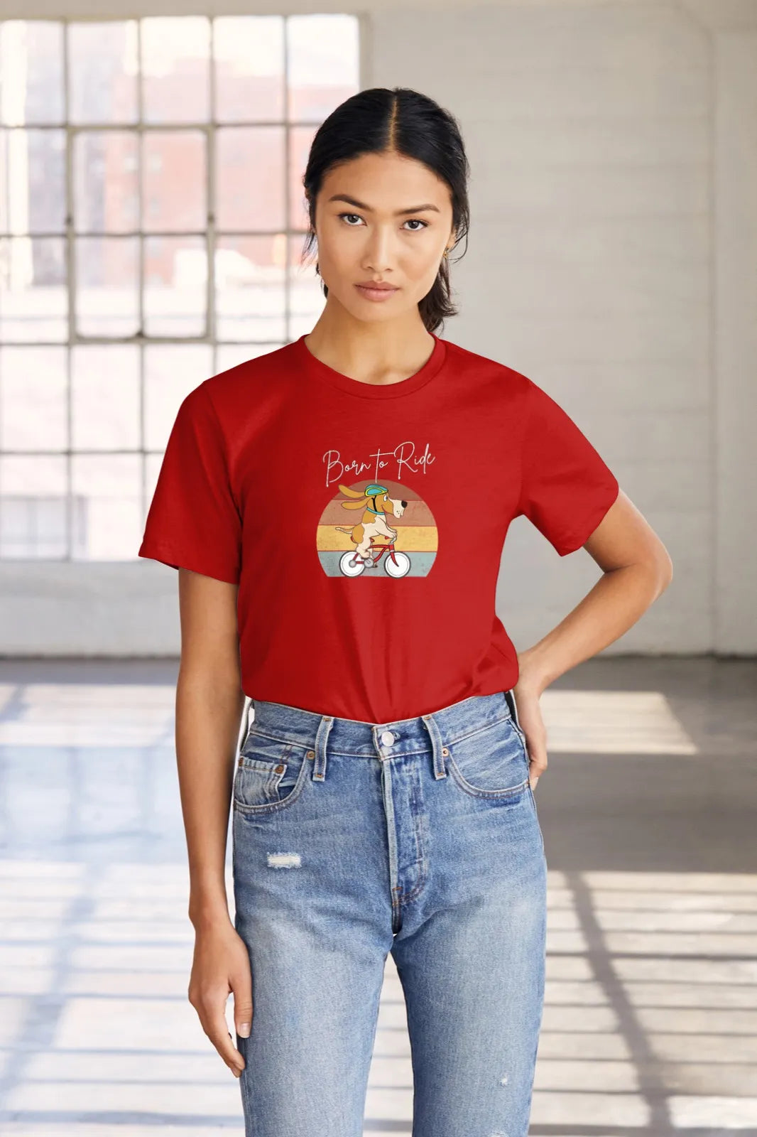 "Born to Ride – Adventure Dog Biking T-Shirt for Those Who Love the Outdoors" | Women’s T-shirt for Animal Lovers
