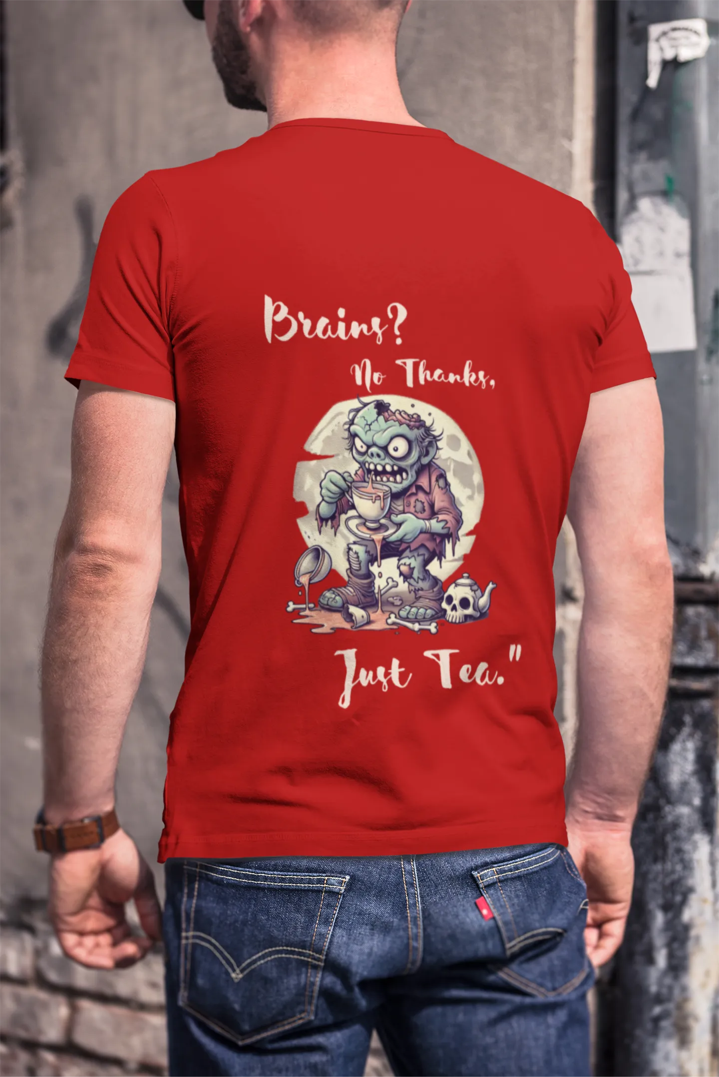 "Brains? No Thanks, Just Tea" | Men’s T-shirt for Tea Lovers