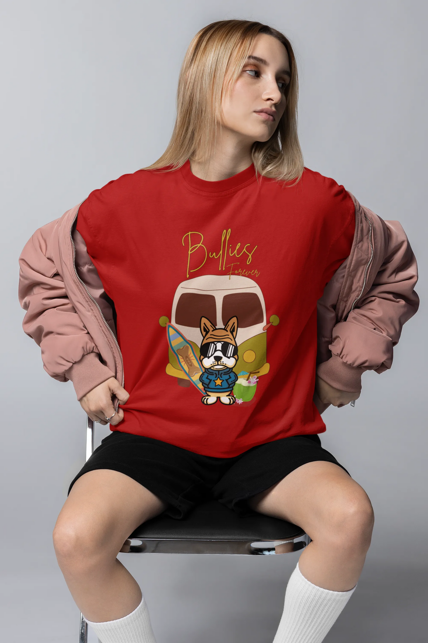 "Bullies Forever Surf Van T-Shirt – Cool French Bulldog Tee " | Women’s T-shirt for Animal Lovers