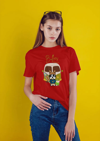 "Bullies Forever Surf Van T-Shirt – Cool French Bulldog Tee " | Women’s T-shirt for Animal Lovers