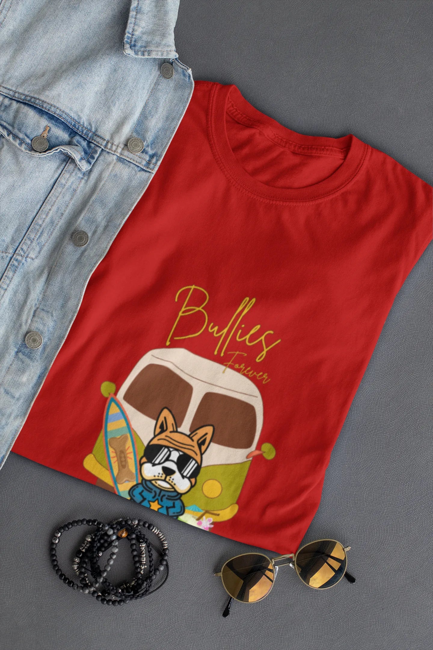 "Bullies Forever Surf Van T-Shirt – Cool French Bulldog Tee " | Women’s T-shirt for Animal Lovers
