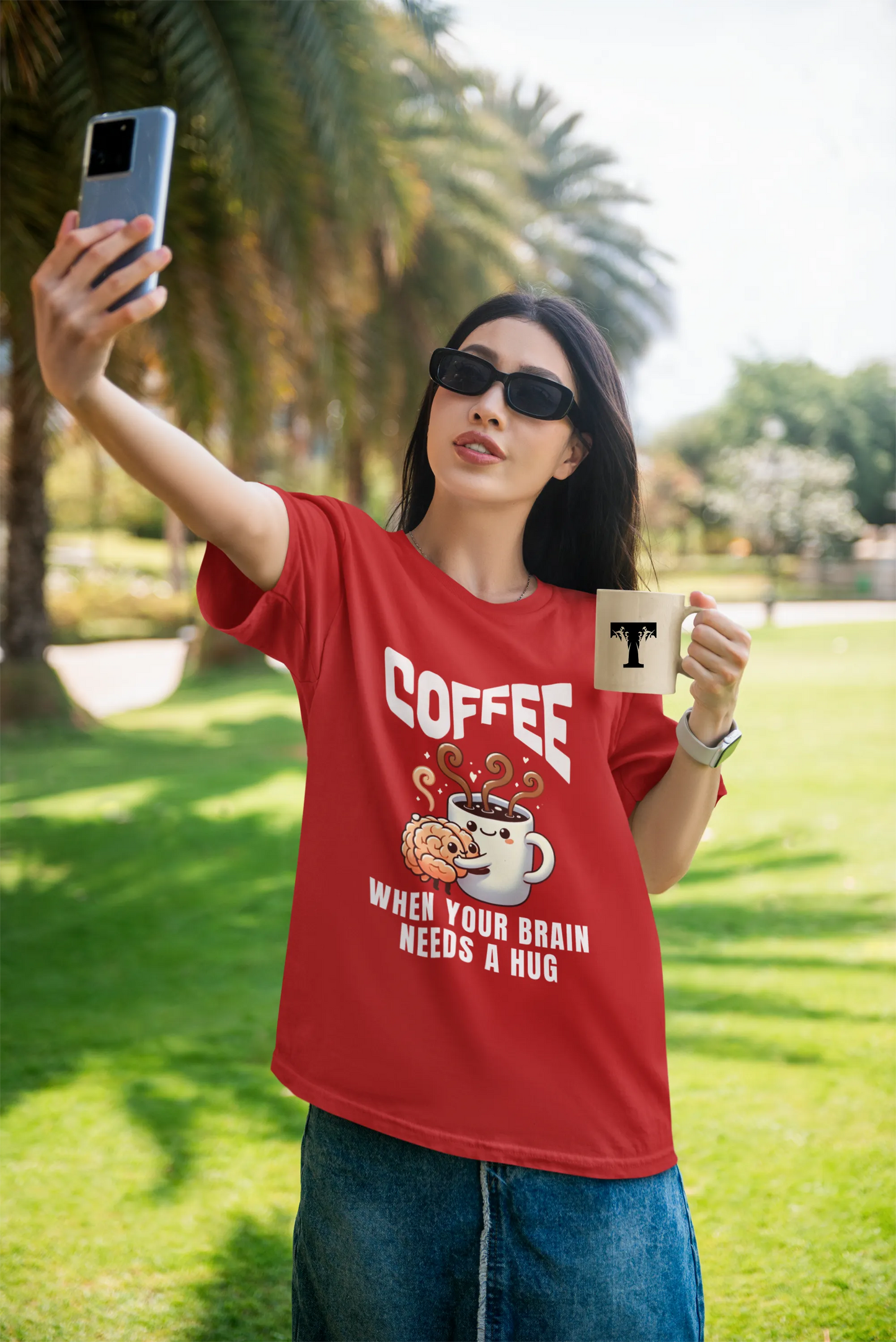 "Coffee - When Your Brain Needs A Hug" | Women’s Coffee Lovers T-shirt