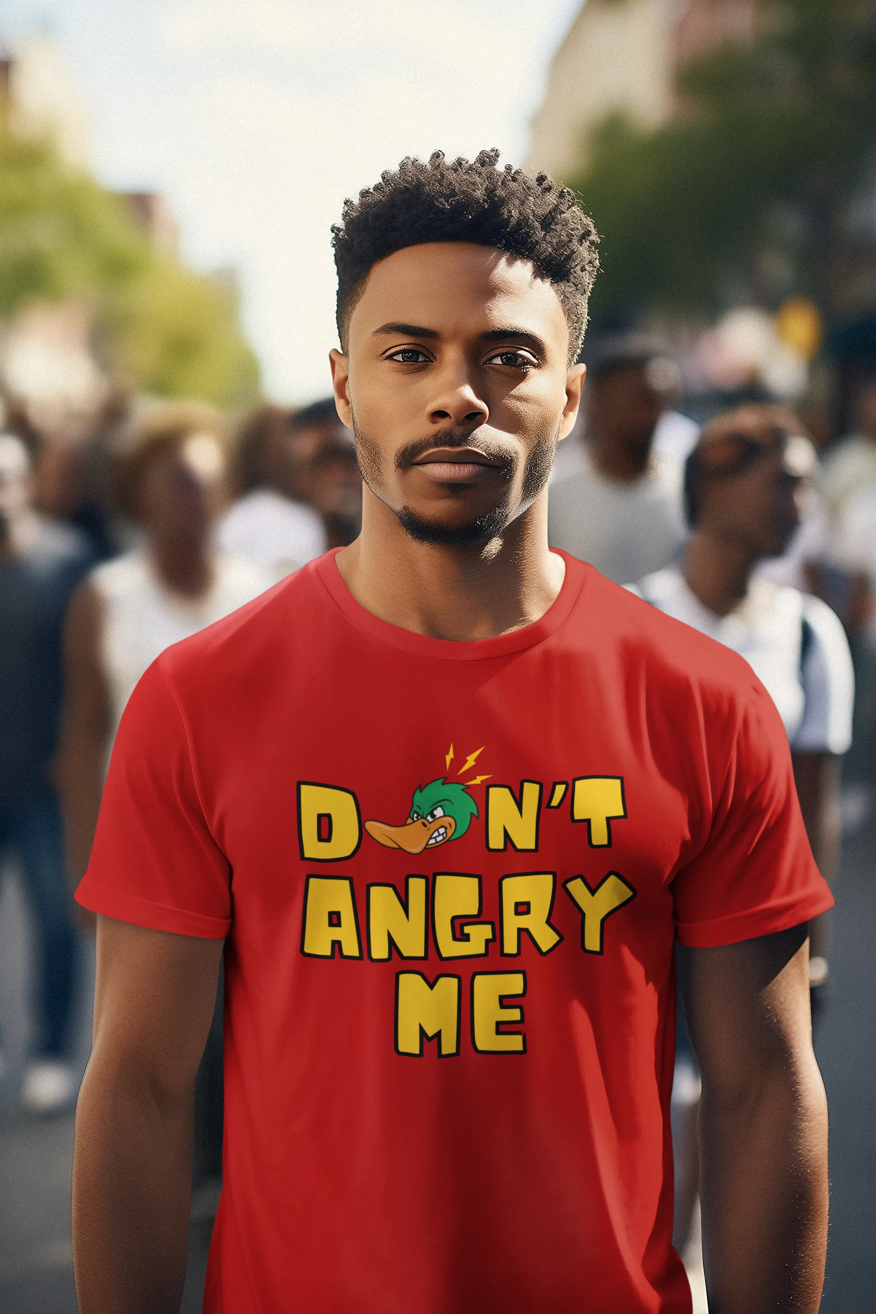 "Don’t Angry Me – Angry Duck Attitude T-Shirt" | Men’s T-shirt for Animal Lovers