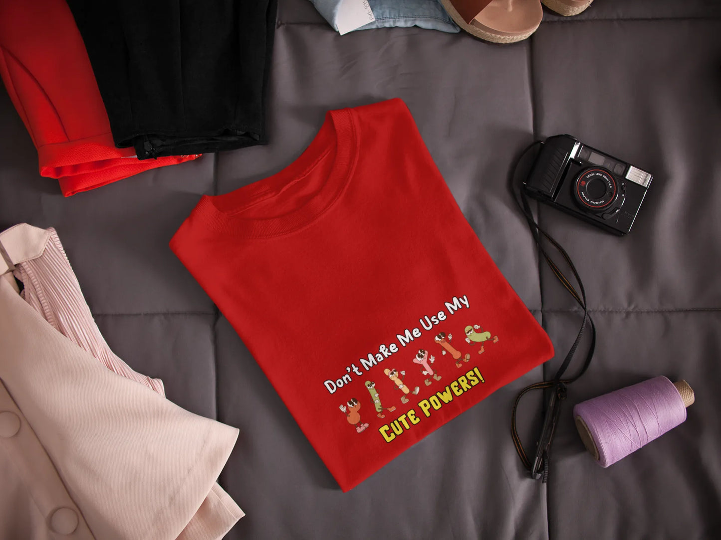 "Don’t Make Me Use My Cute Powers T-Shirt – Funny Cartoon Graphic Tee" | Women’s T-shirt for Cartoon Lovers