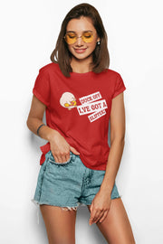 "Funny Duck Off Slipper T-Shirt – Cute Angry Duck Graphic Tee" | Women’s T-shirt for Animal Lovers