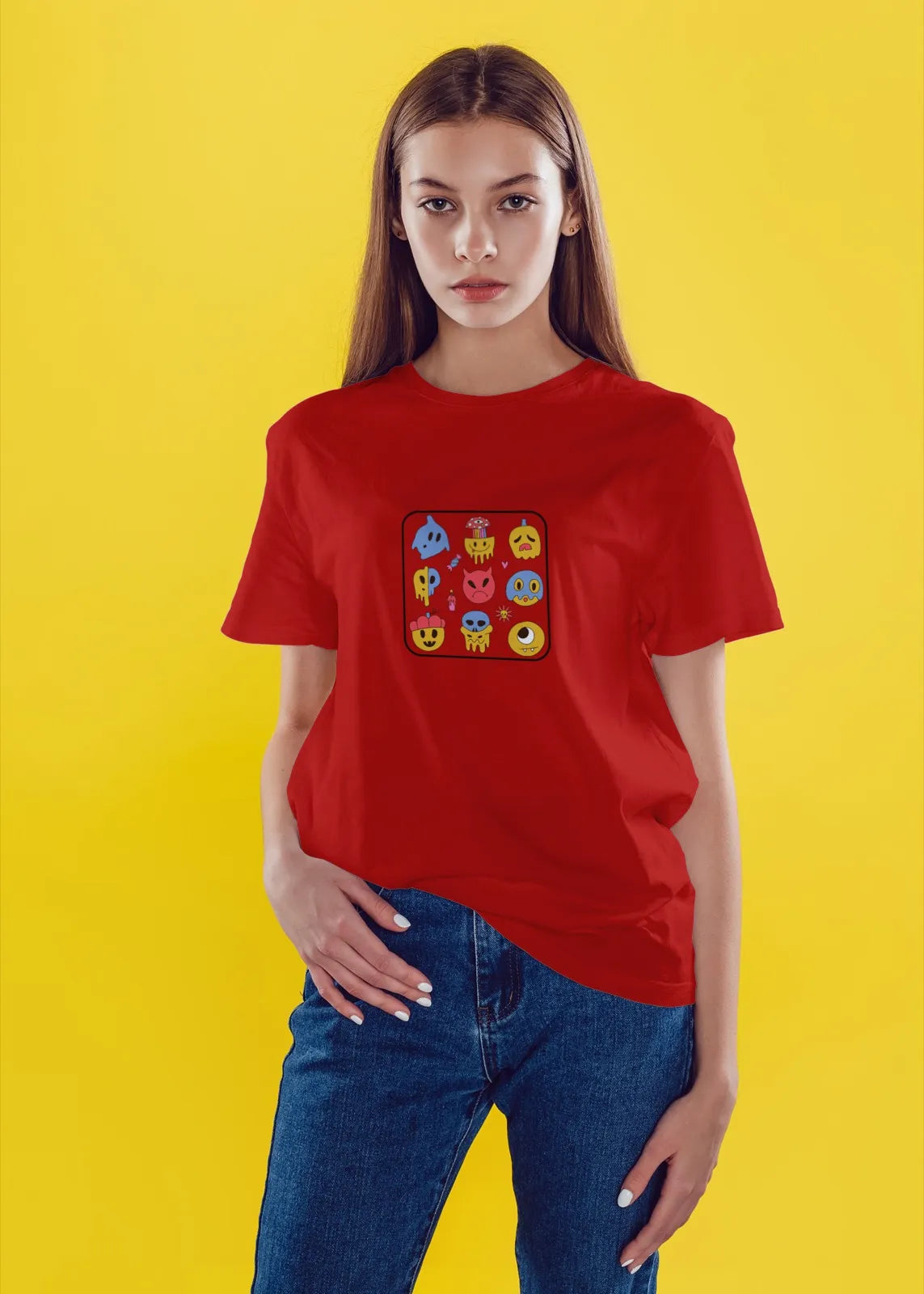 Funky Monster Face Cartoon T-Shirt for Women from Woven Weft