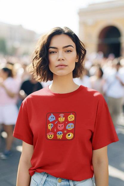Funky Monster Face Cartoon T-Shirt for Women from Woven Weft