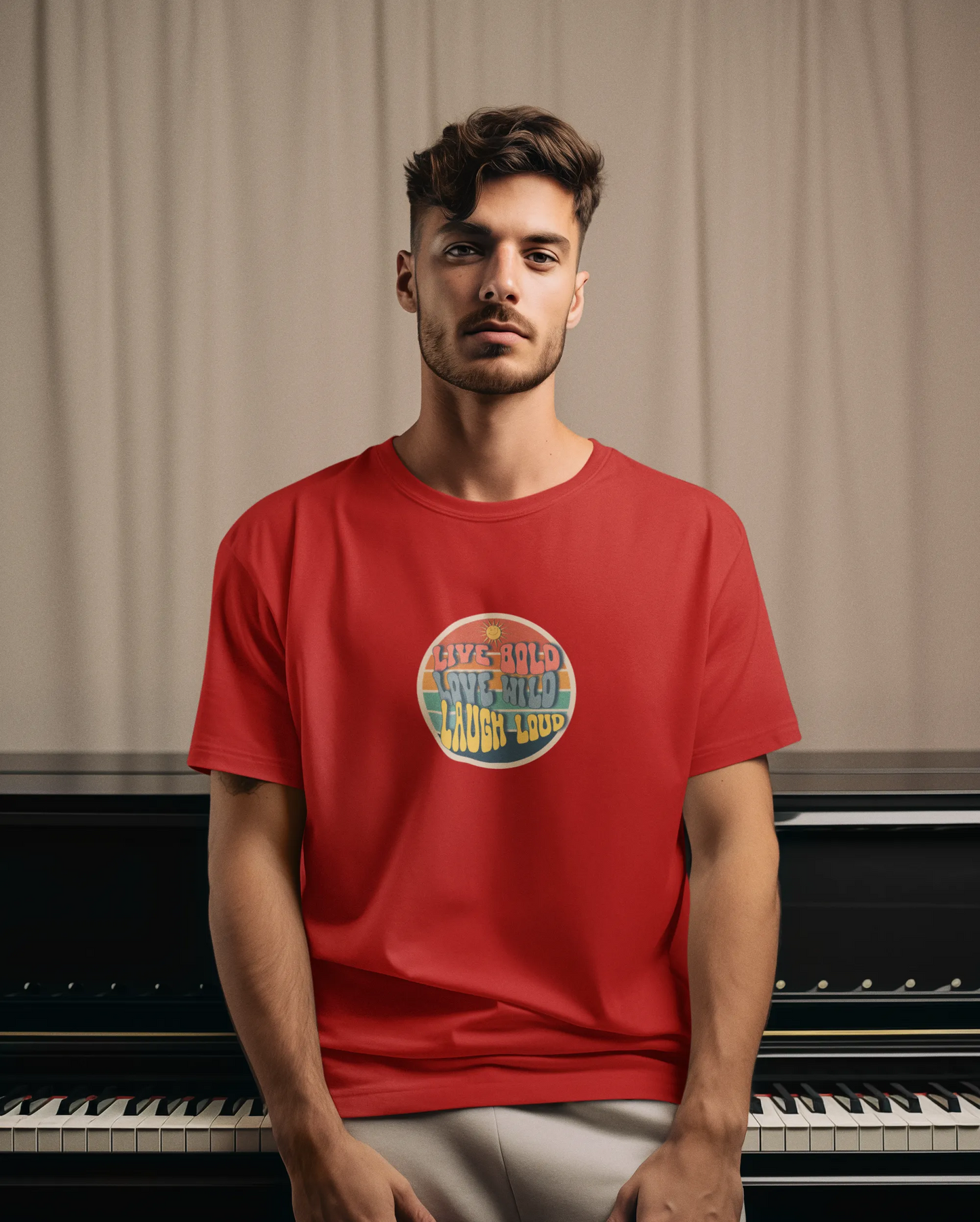 "Live Bold - Love Wild - Laugh Loud" | Men’s Motivational T-shirt