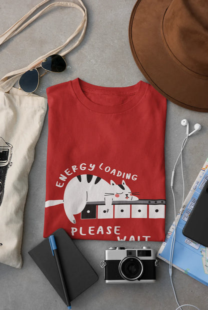 "Low Battery Mode Activated – Cute Lazy Cat Graphic Tee" | Women’s T-shirt for Animal Lovers