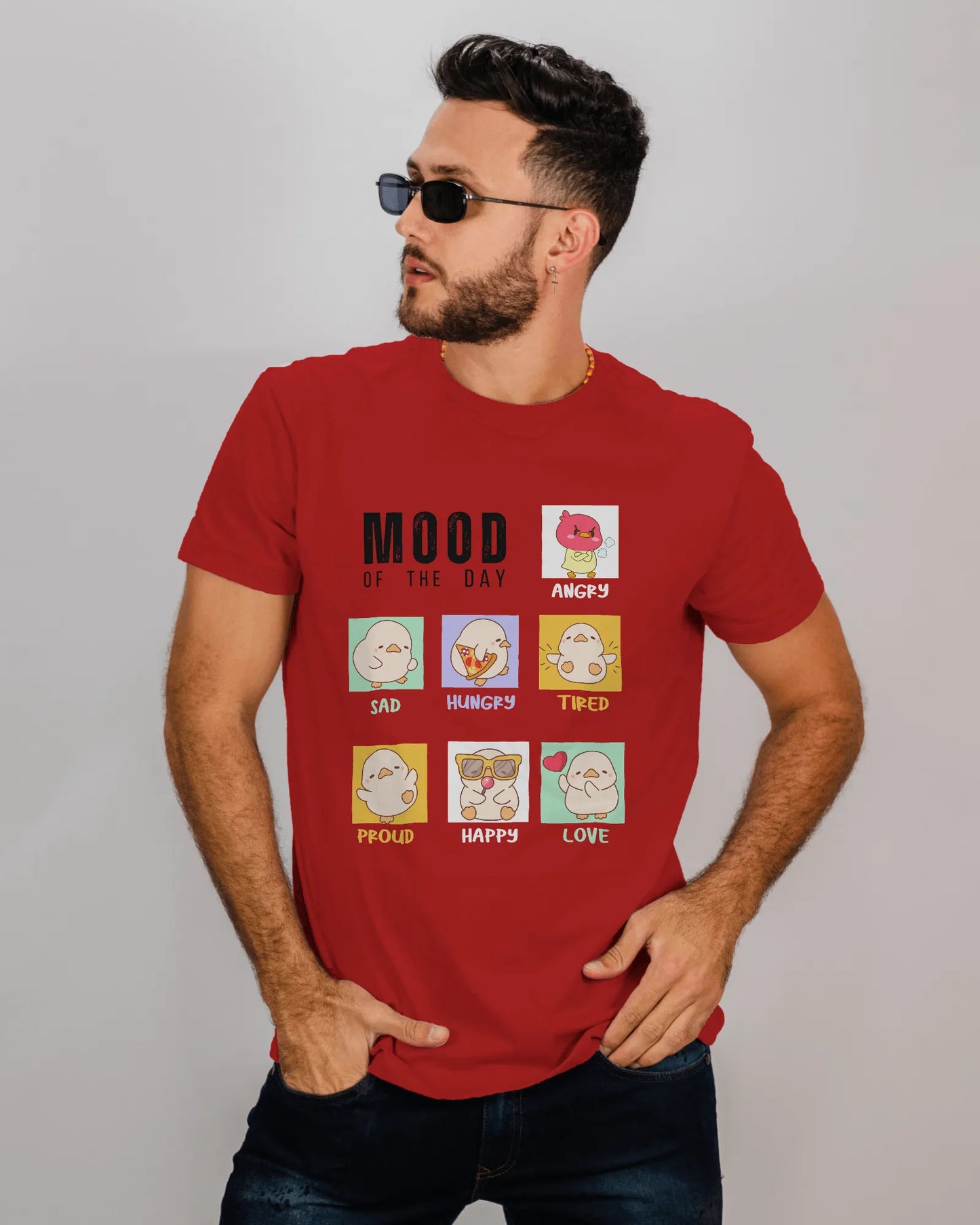 "Mood Chick Emotions T-Shirt – Cute Kawaii Cartoon Tee" | Men’s T-shirt for Animal Lovers