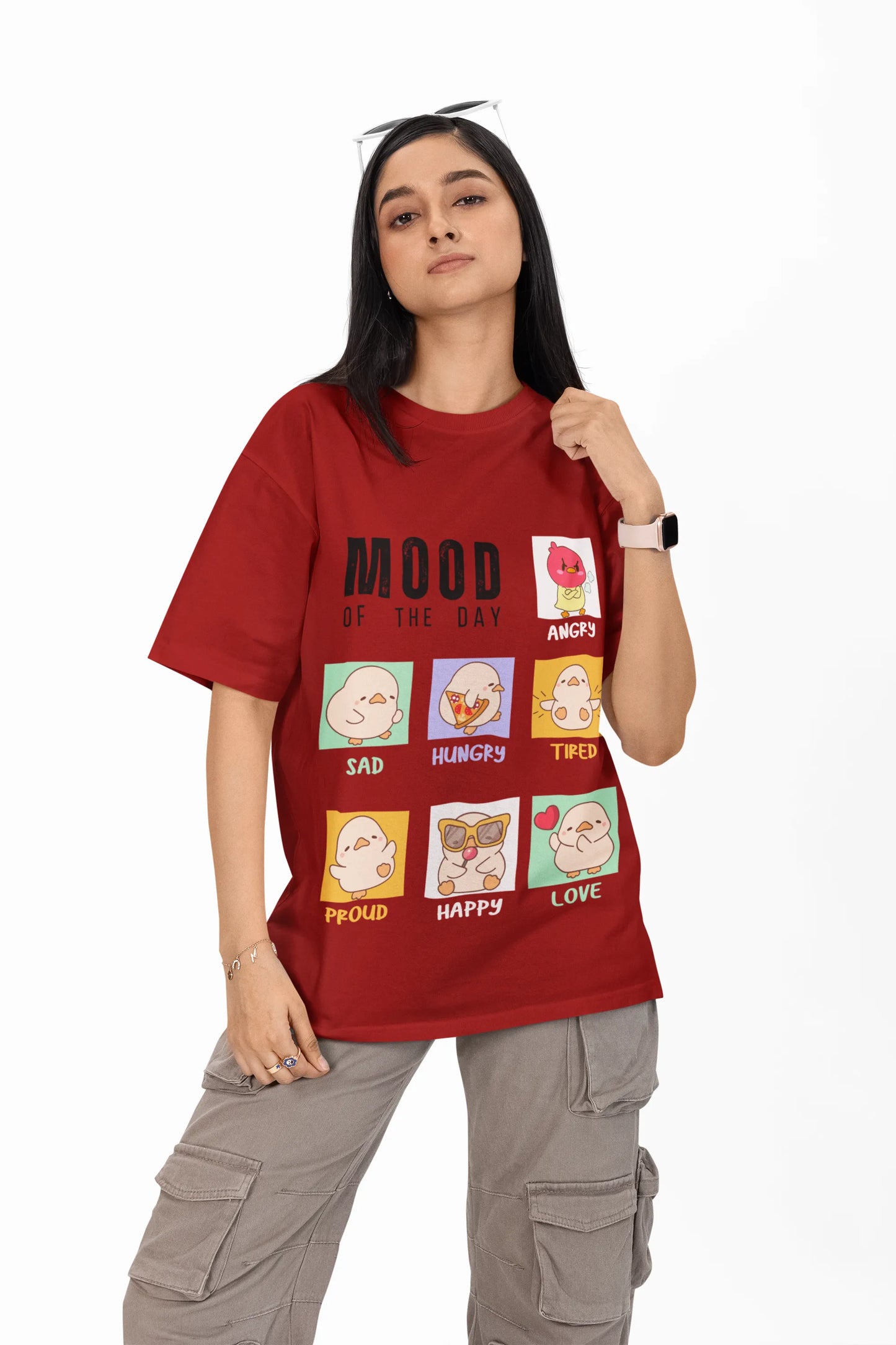 "Mood Chick Emotions T-Shirt – Cute Kawaii Cartoon Tee" | Women’s T-shirt for Animal Lovers