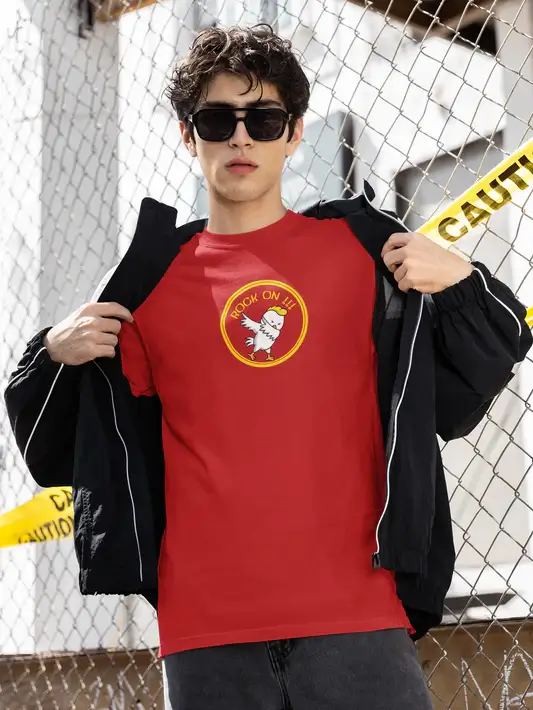 Rock On Dabbing Chicken Graphic T-Shirt for Men