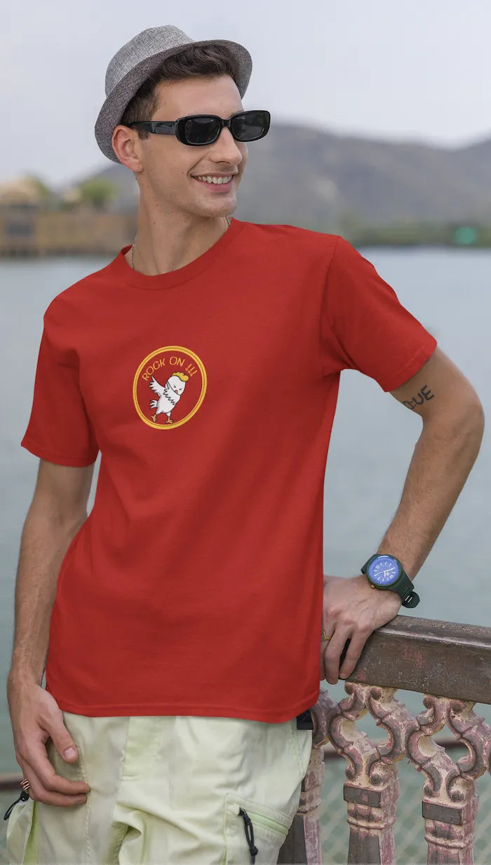 Rock On Dabbing Chicken Graphic T-Shirt for Men