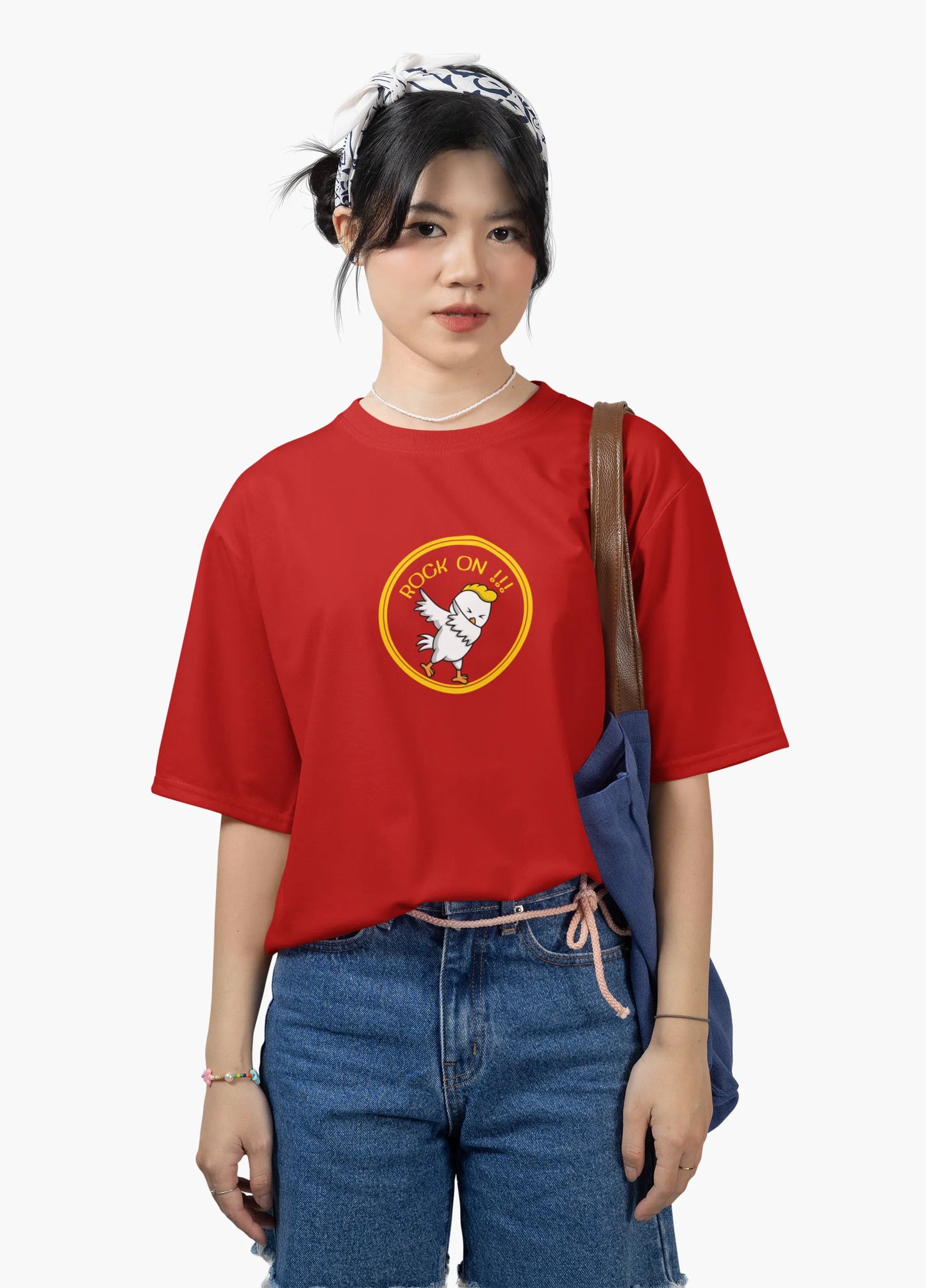 Rock On Dabbing Chicken Graphic T-Shirt for Women