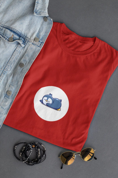 "Sleepy Penguin T-Shirt – Cute Chill Vibes Cartoon Tee" | Men’s T-shirt for Cartoon Lovers