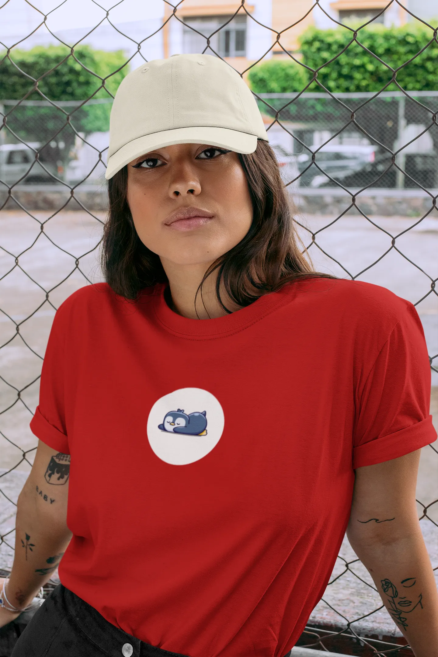 "Sleepy Penguin T-Shirt – Cute Chill Vibes Cartoon Tee" | Women’s T-shirt for Cartoon Lovers