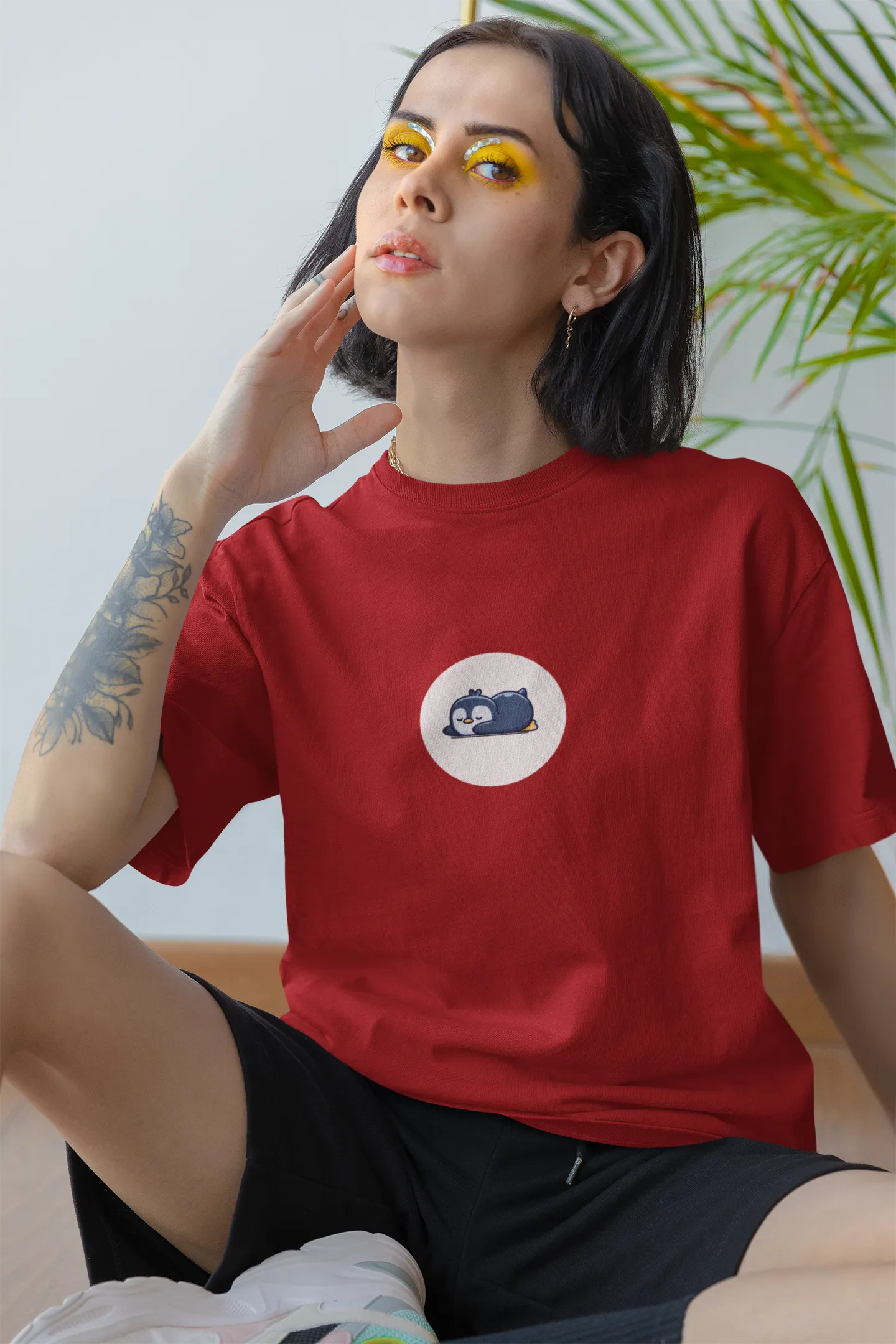 "Sleepy Penguin T-Shirt – Cute Chill Vibes Cartoon Tee" | Women’s T-shirt for Cartoon Lovers