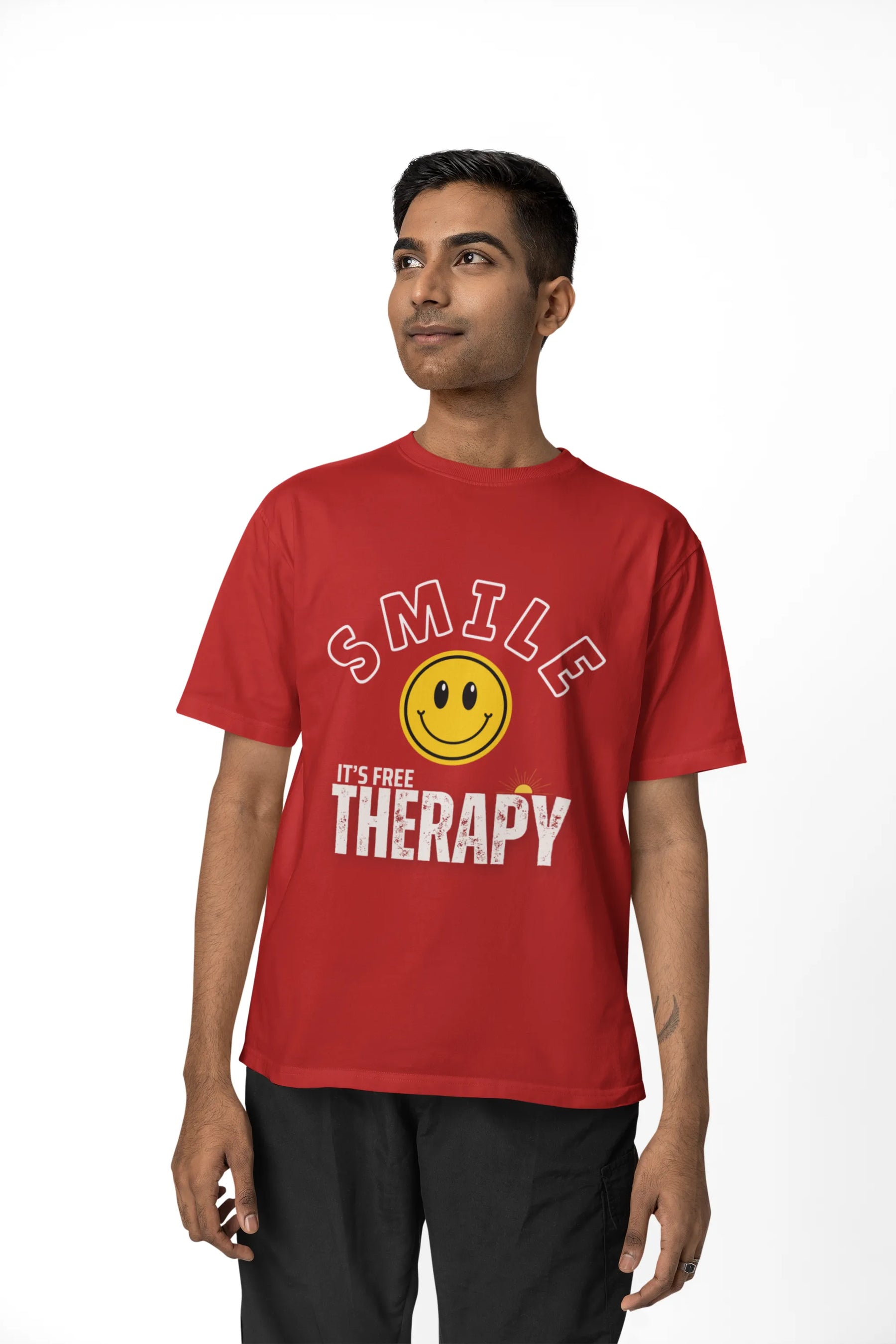 "Smile - It's Free Therapy" | Men’s Motivational T-shirt
