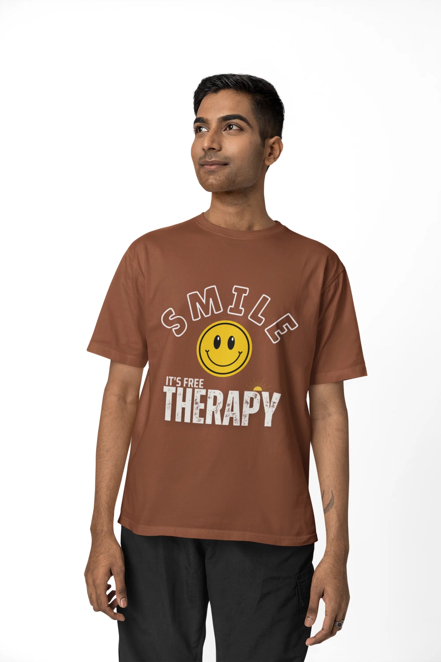 "Smile - It's Free Therapy" | Men’s Motivational T-shirt