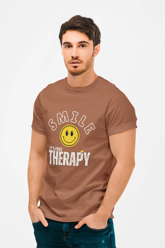 "Smile - It's Free Therapy" | Men’s Motivational T-shirt