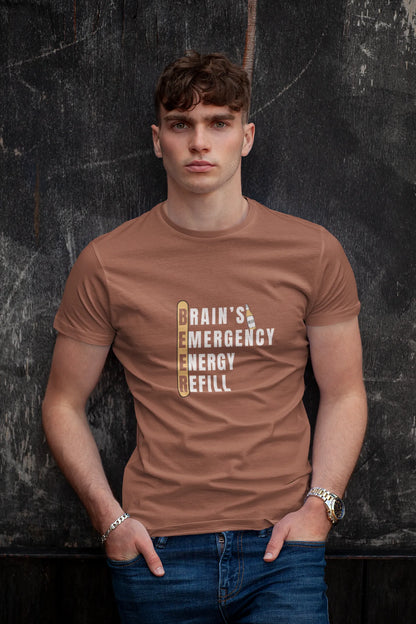 "Brain Emergency_Energy Refill" | Men 's T-Shirt for Beer Lovers