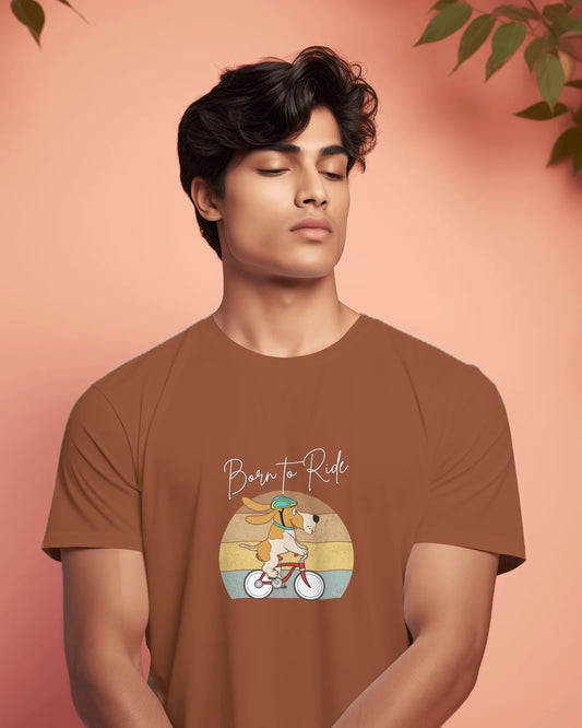 "Born to Ride – Adventure Dog Biking T-Shirt for Those Who Love the Outdoors" | Men’s T-shirt for Animal Lovers