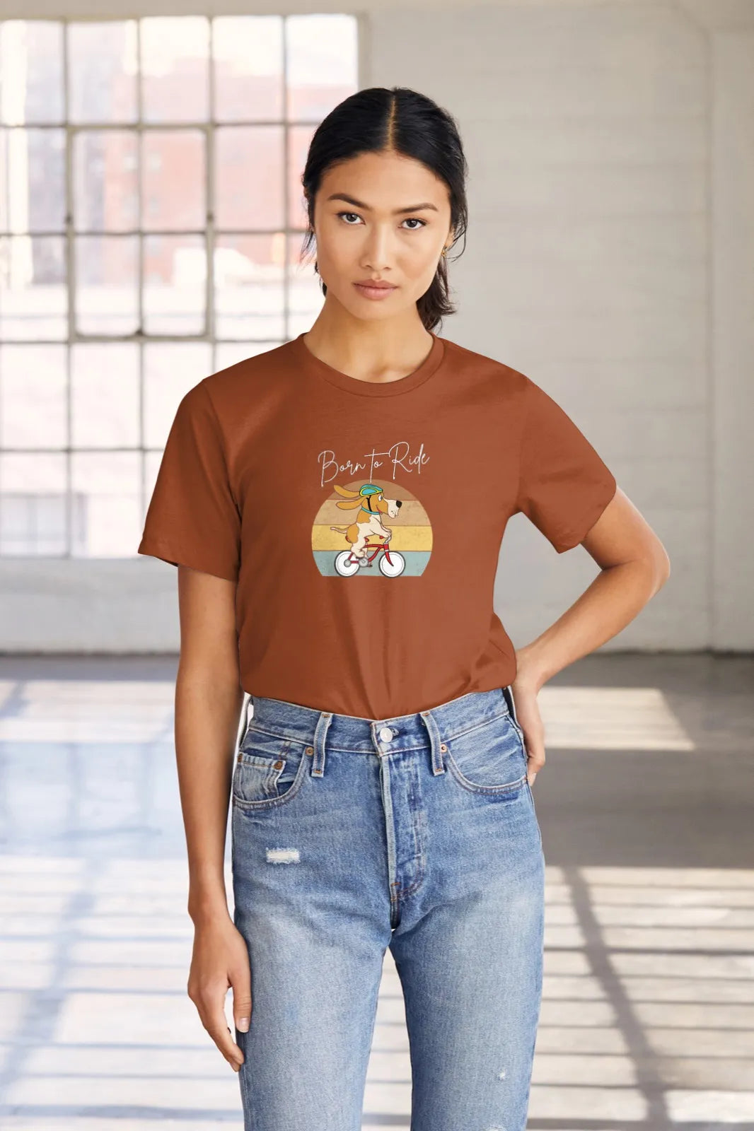 "Born to Ride – Adventure Dog Biking T-Shirt for Those Who Love the Outdoors" | Women’s T-shirt for Animal Lovers