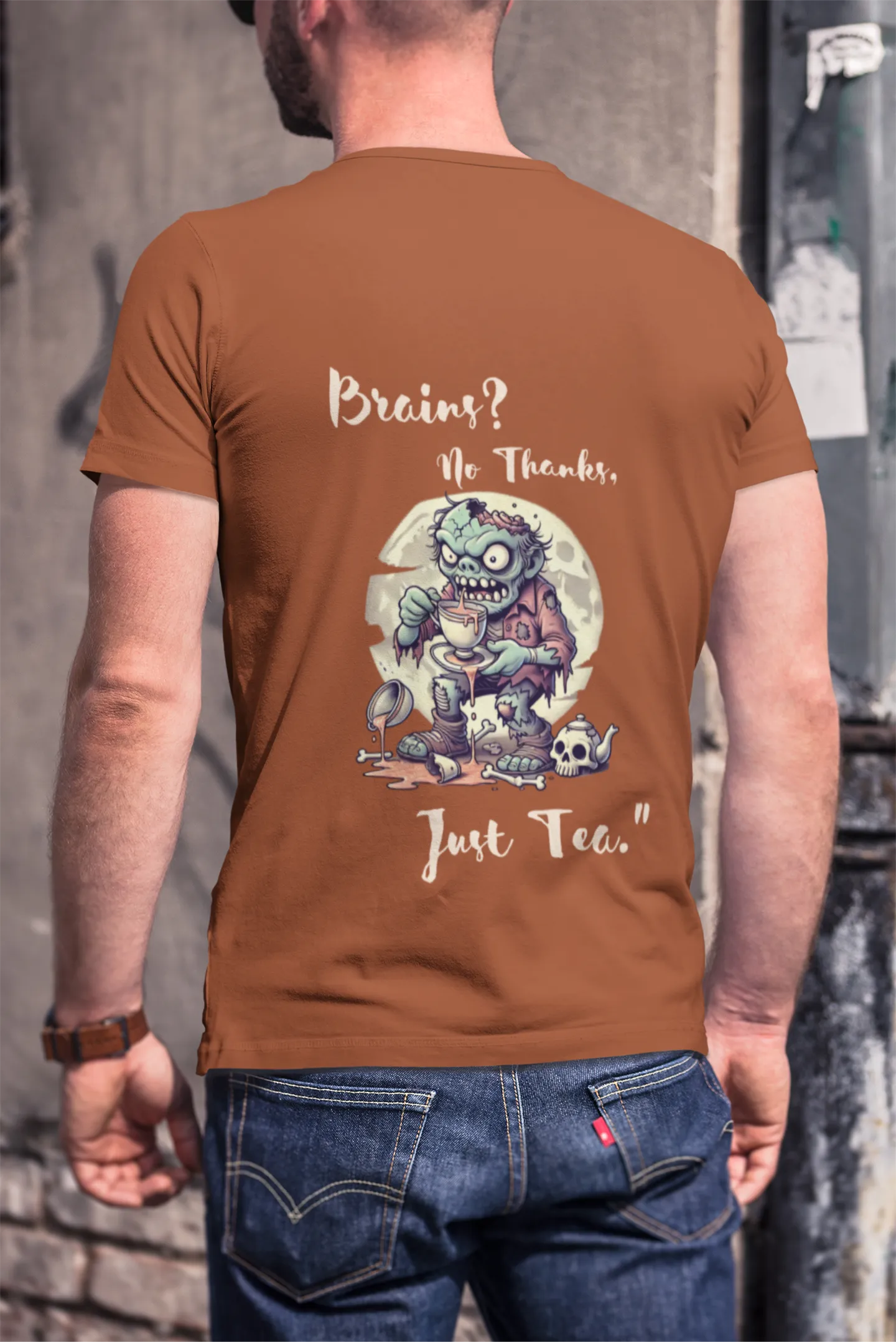 "Brains? No Thanks, Just Tea" | Men’s T-shirt for Tea Lovers