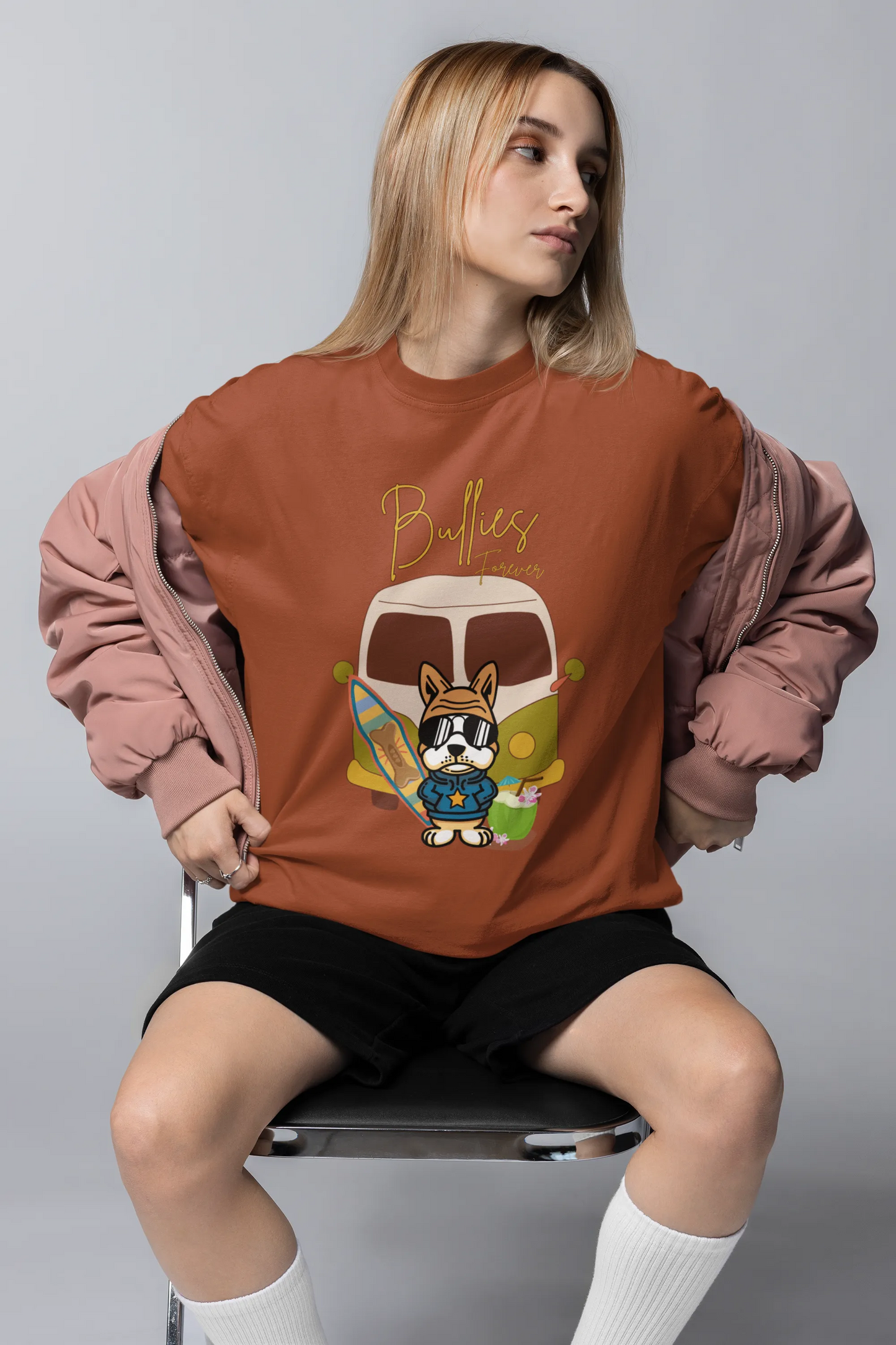 "Bullies Forever Surf Van T-Shirt – Cool French Bulldog Tee " | Women’s T-shirt for Animal Lovers