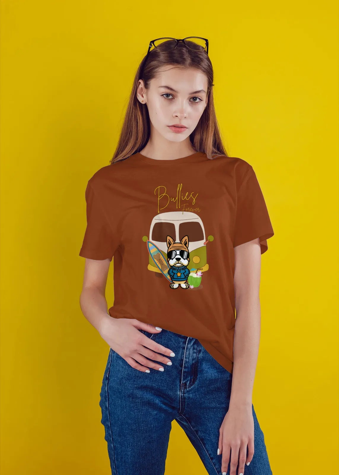 "Bullies Forever Surf Van T-Shirt – Cool French Bulldog Tee " | Women’s T-shirt for Animal Lovers