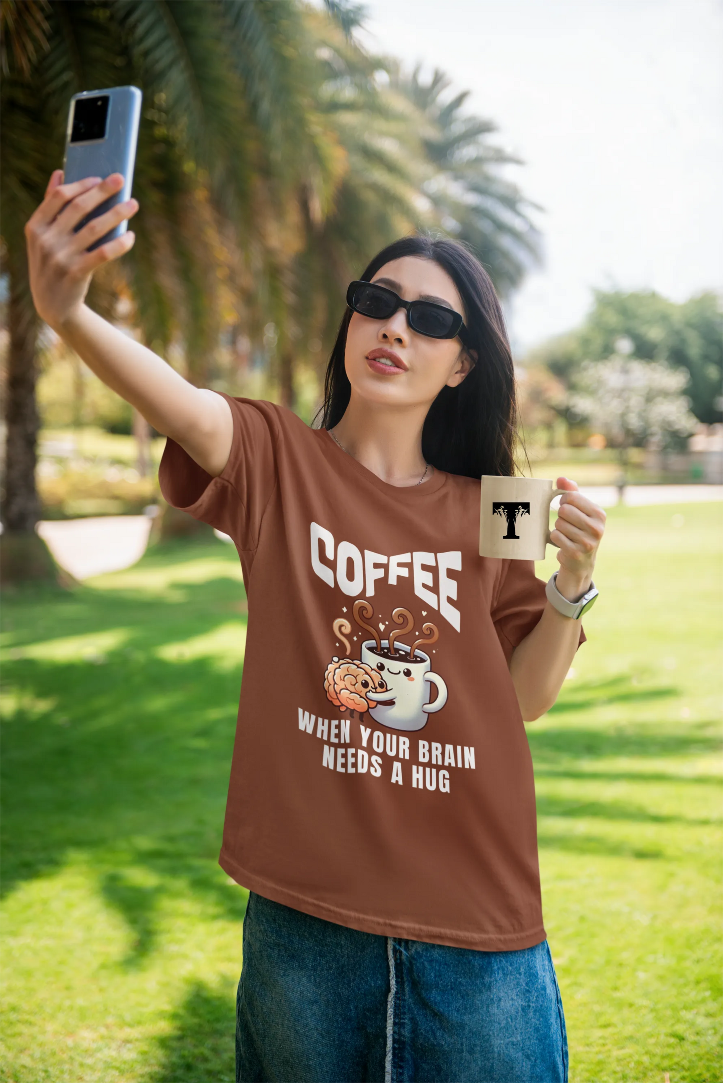 "Coffee - When Your Brain Needs A Hug" | Women’s Coffee Lovers T-shirt