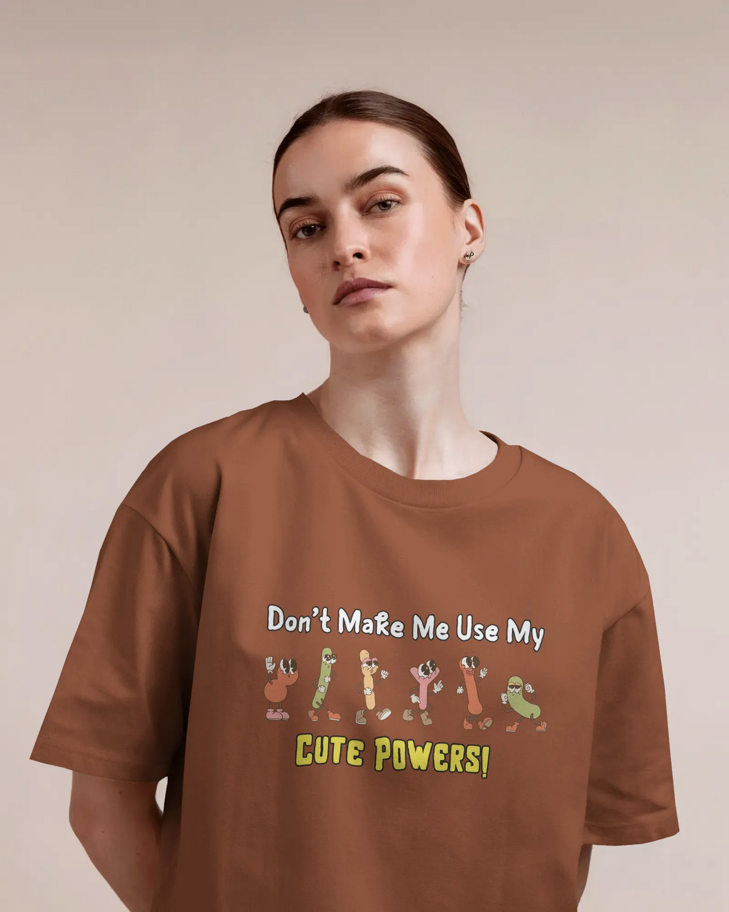 "Don’t Make Me Use My Cute Powers T-Shirt – Funny Cartoon Graphic Tee" | Women’s T-shirt for Cartoon Lovers