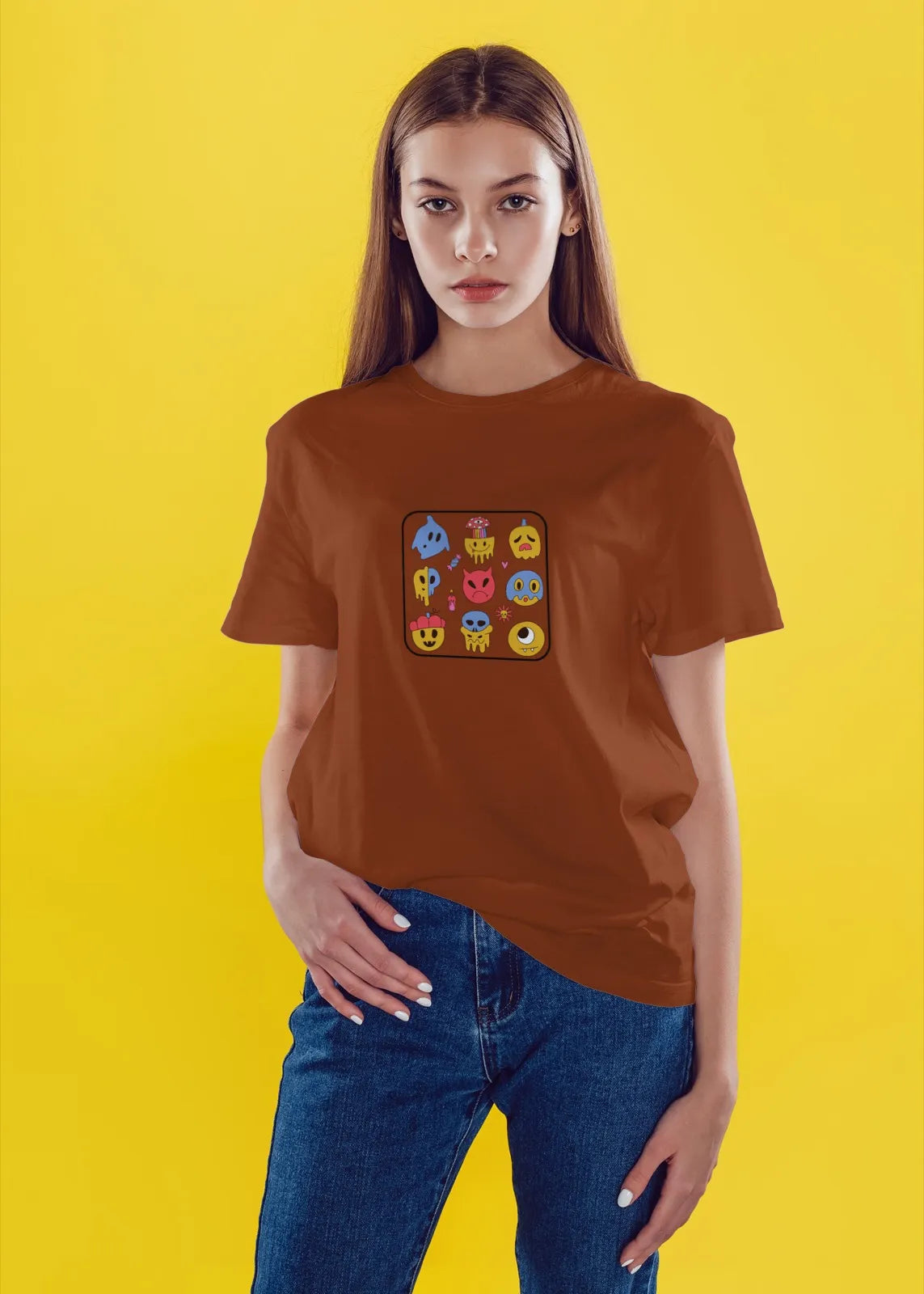 Funky Monster Face Cartoon T-Shirt for Women from Woven Weft