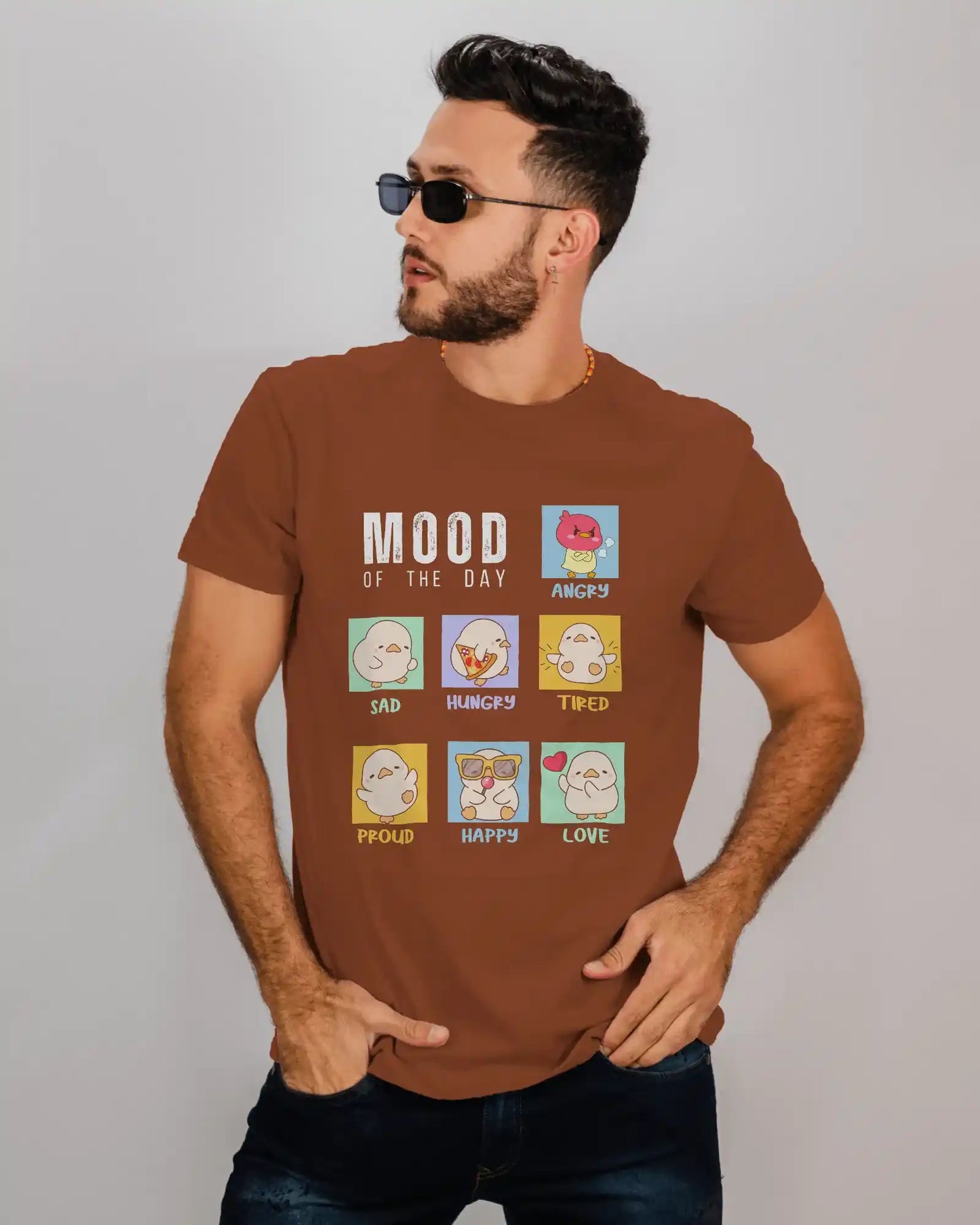 "Mood Chick Emotions T-Shirt – Cute Kawaii Cartoon Tee" | Men’s T-shirt for Animal Lovers