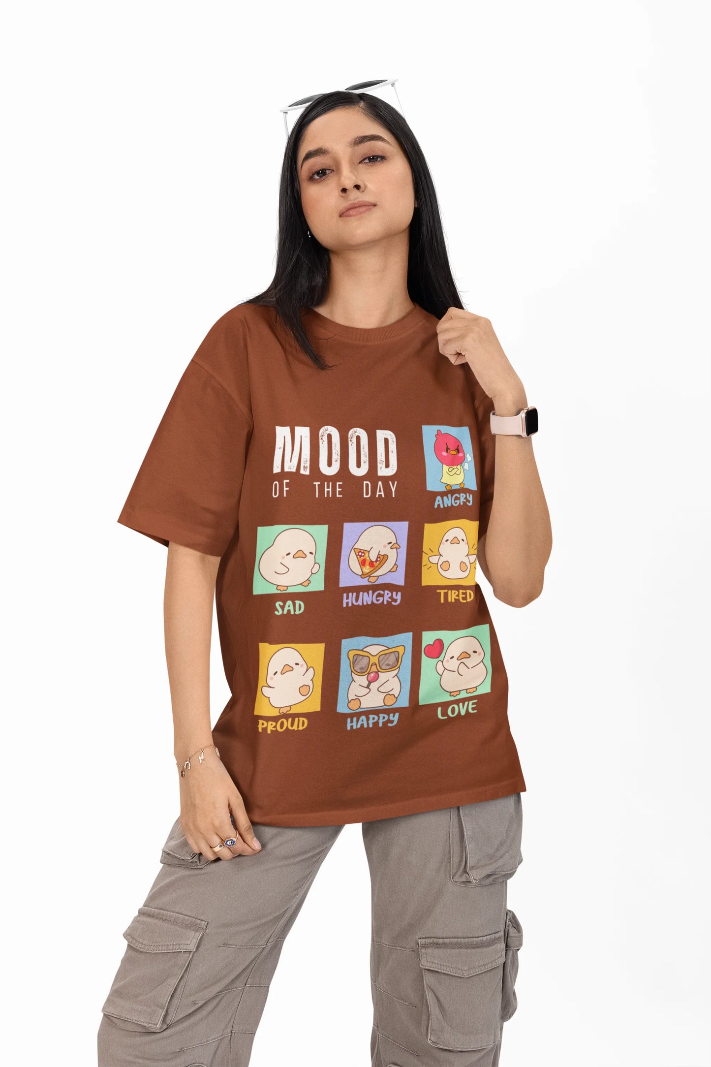 "Mood Chick Emotions T-Shirt – Cute Kawaii Cartoon Tee" | Women’s T-shirt for Animal Lovers