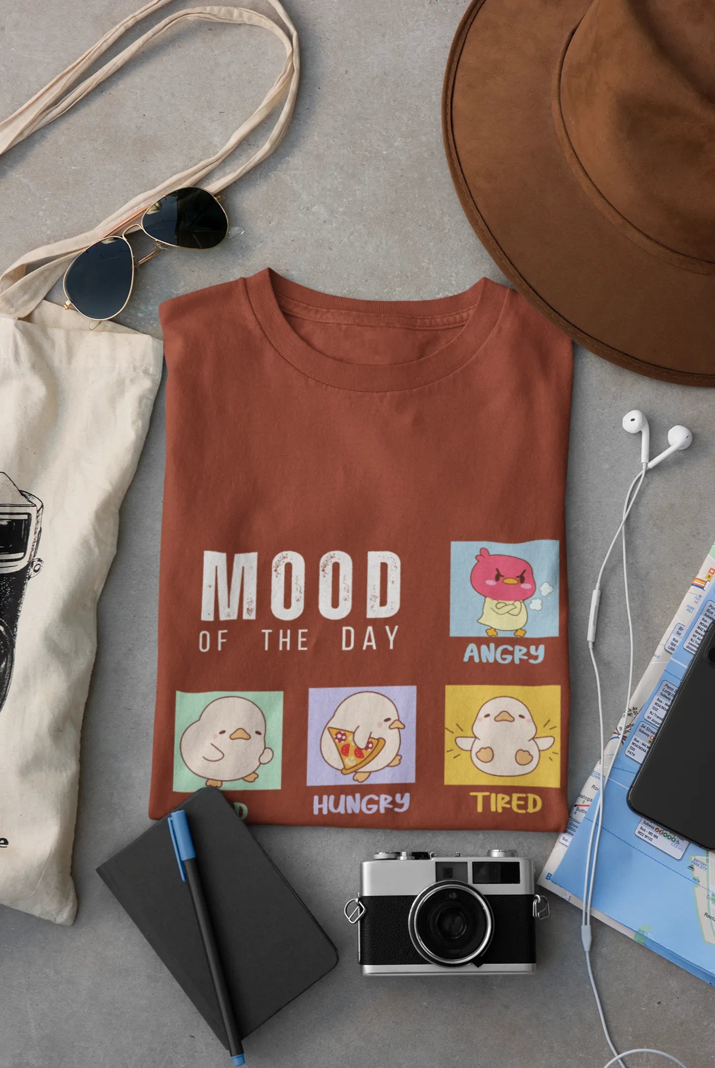 "Mood Chick Emotions T-Shirt – Cute Kawaii Cartoon Tee" | Women’s T-shirt for Animal Lovers