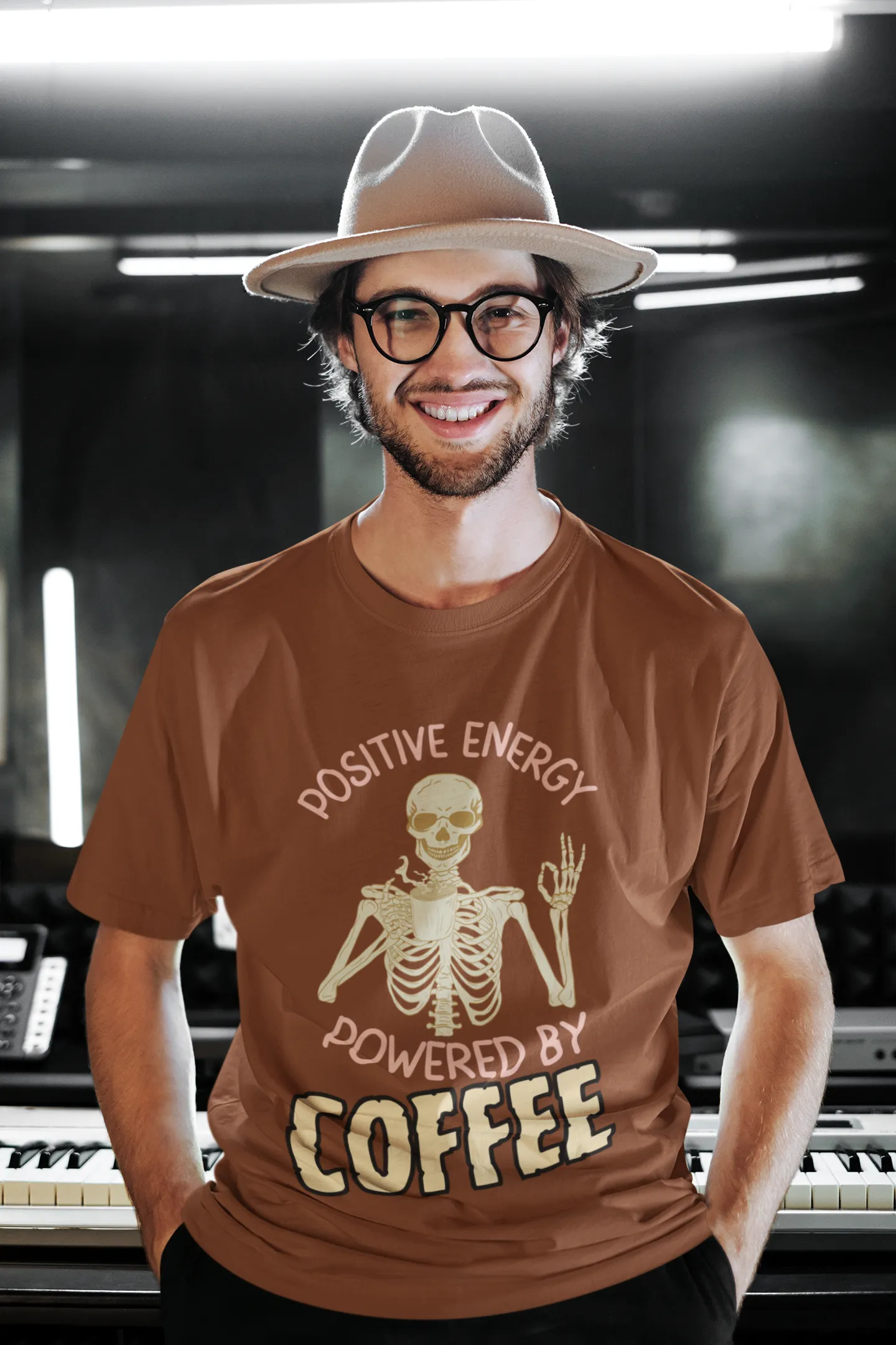 "Positive Energy Powered By Coffee" | Men’s Coffee Lovers T-shirt