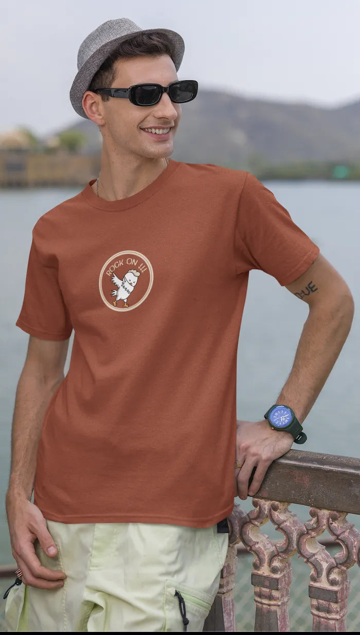 Rock On Dabbing Chicken Graphic T-Shirt for Men