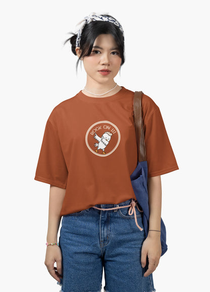 Rock On Dabbing Chicken Graphic T-Shirt for Women