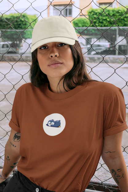 "Sleepy Penguin T-Shirt – Cute Chill Vibes Cartoon Tee" | Women’s T-shirt for Cartoon Lovers