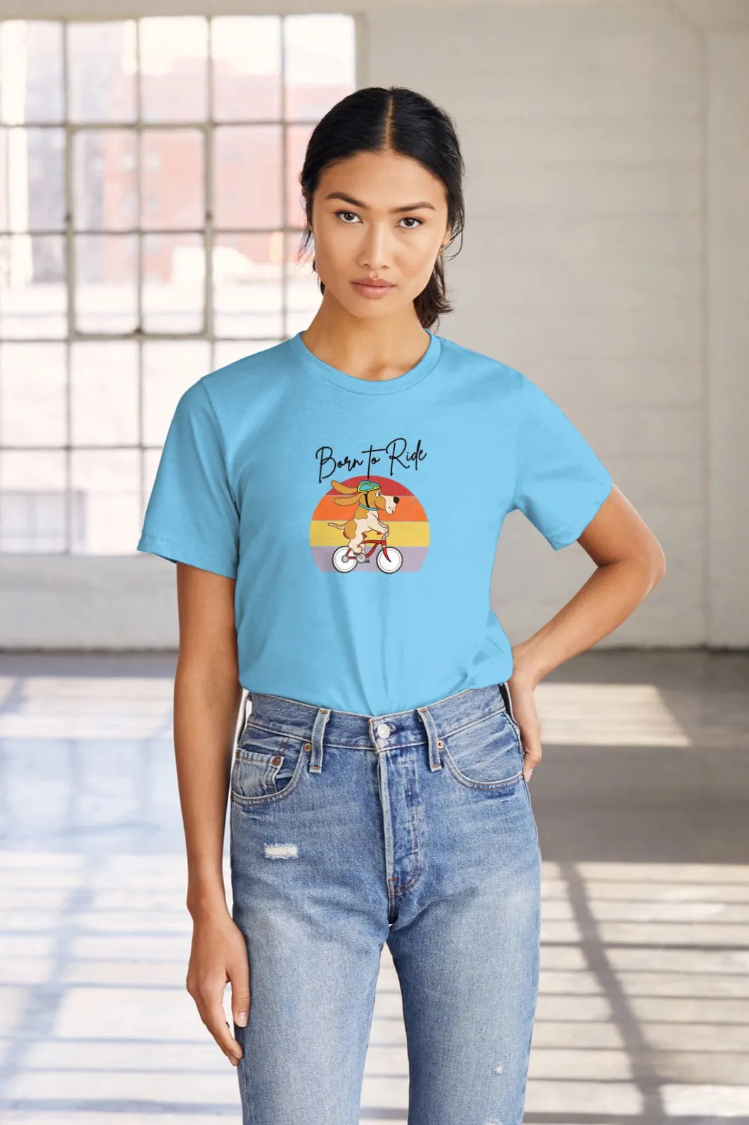 "Born to Ride – Adventure Dog Biking T-Shirt for Those Who Love the Outdoors" | Women’s T-shirt for Animal Lovers