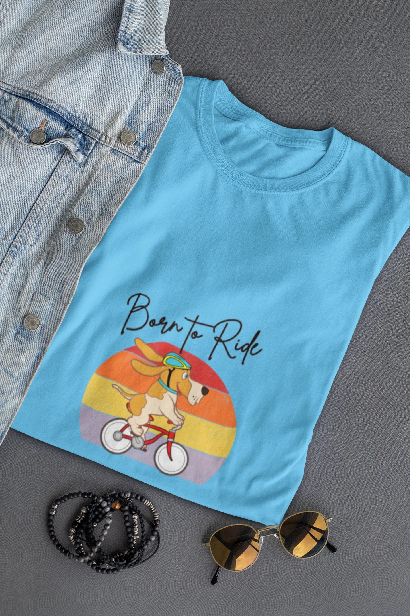 "Born to Ride – Adventure Dog Biking T-Shirt for Those Who Love the Outdoors" | Women’s T-shirt for Animal Lovers