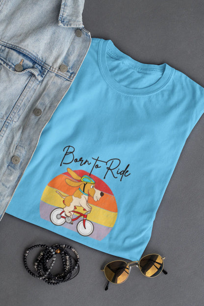 "Born to Ride – Adventure Dog Biking T-Shirt for Those Who Love the Outdoors" | Women’s T-shirt for Animal Lovers