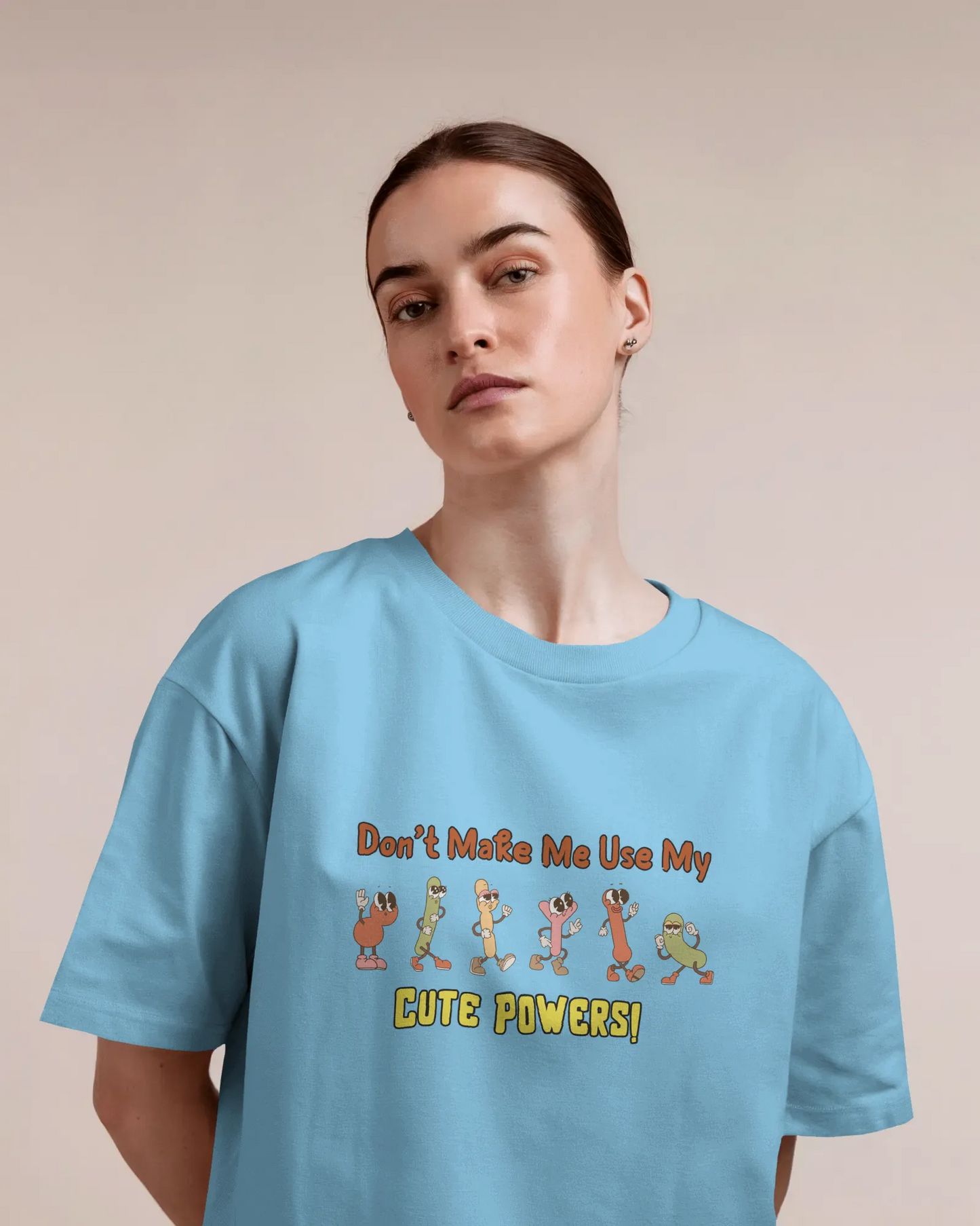"Don’t Make Me Use My Cute Powers T-Shirt – Funny Cartoon Graphic Tee" | Women’s T-shirt for Cartoon Lovers