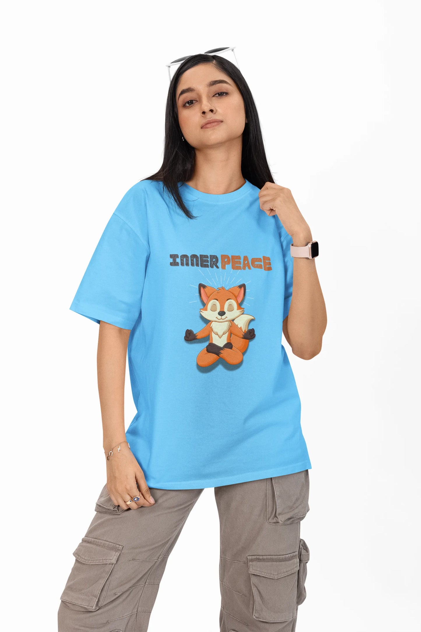 "Inner Peace Fox T-Shirt – Meditating Cartoon Vibes Graphic Tee for Calm Souls" | Women’s T-shirt for Cartoon Lovers