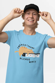 "Low Battery Mode Activated – Cute Lazy Cat Graphic Tee" | Men’s T-shirt for Animal Lovers