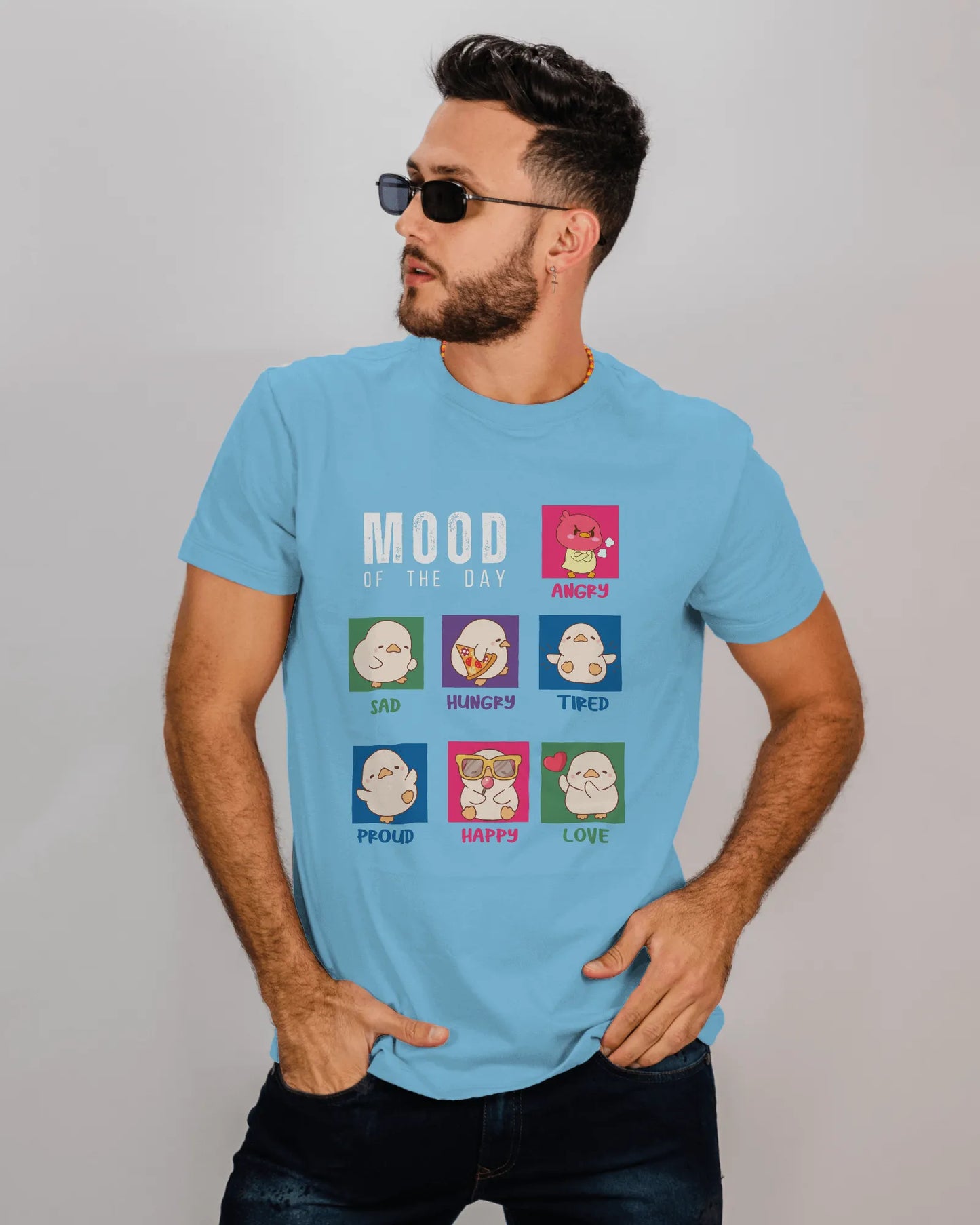 "Mood Chick Emotions T-Shirt – Cute Kawaii Cartoon Tee" | Men’s T-shirt for Animal Lovers