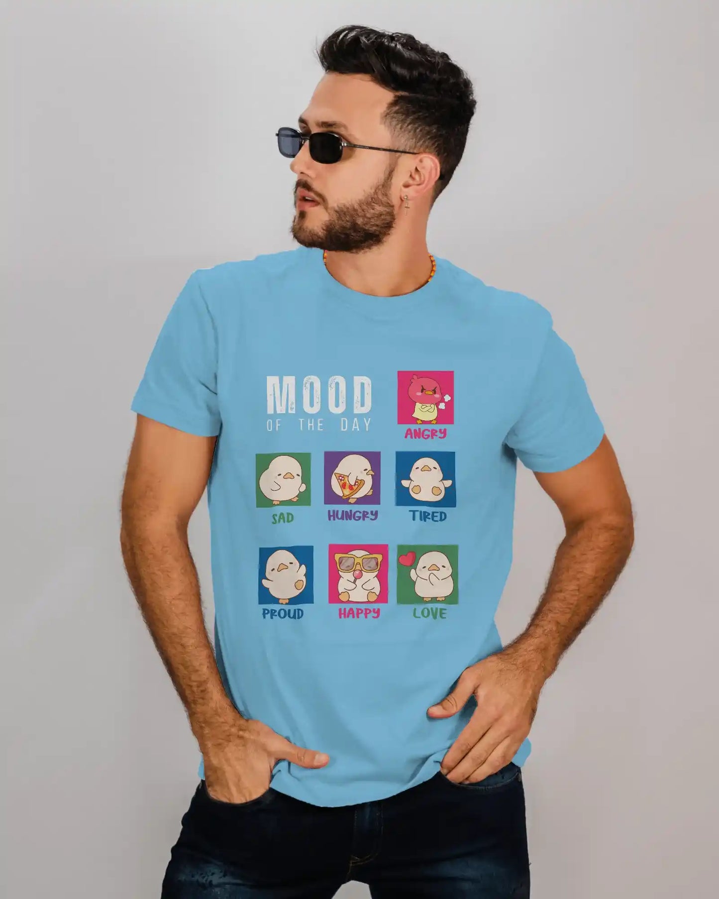 "Mood Chick Emotions T-Shirt – Cute Kawaii Cartoon Tee" | Men’s T-shirt for Animal Lovers